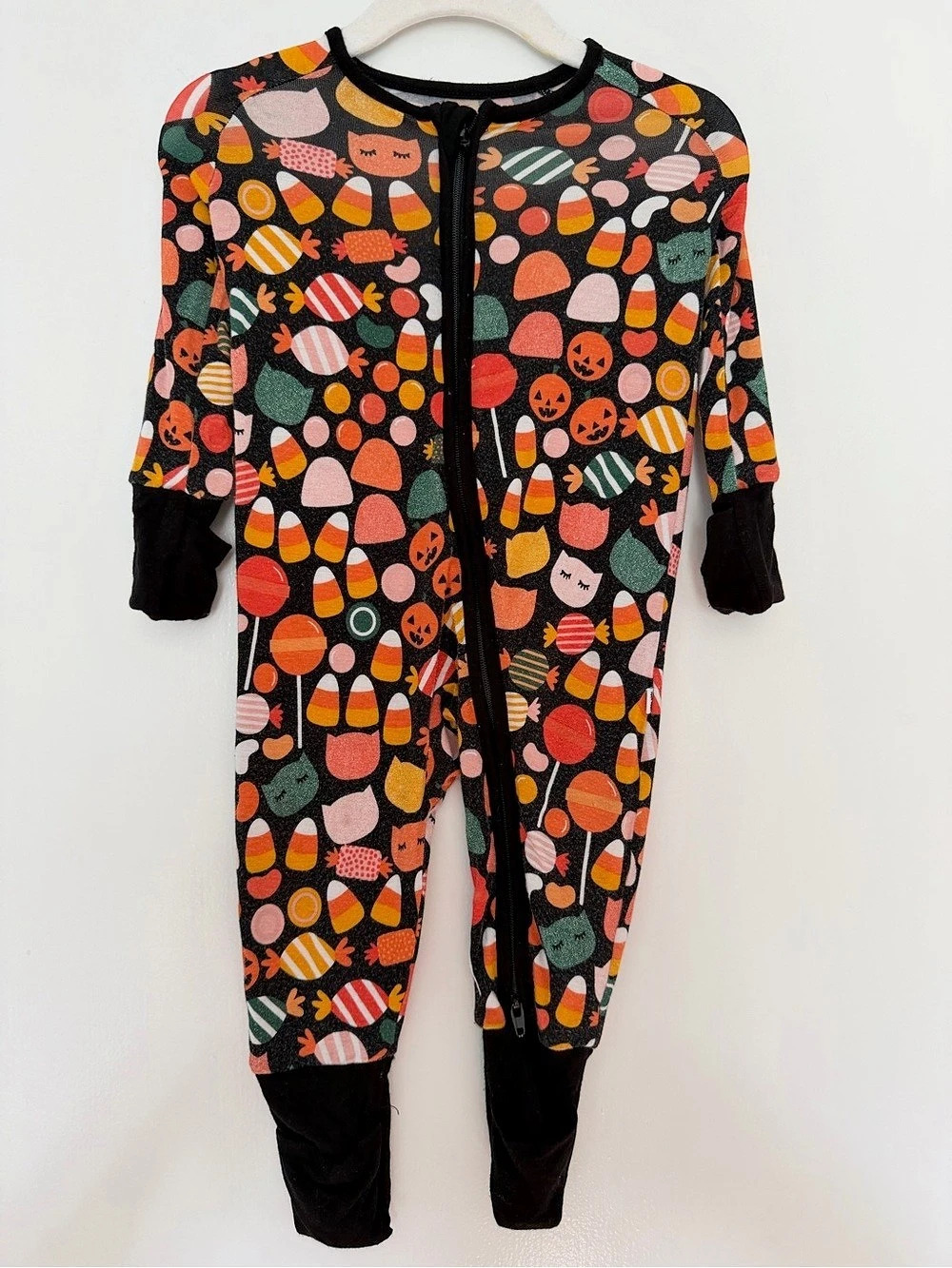 Little Sleepies Halloween Haul Zippy Footie Pajamas Black & Orange Baby 3-6m